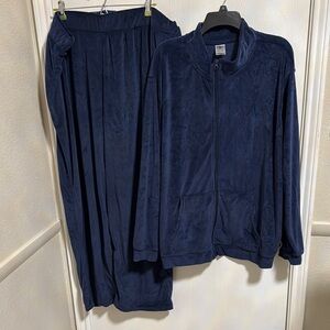 Athletic Works Women’s‎ 3X 22W-24W Navy Blue Full Zip Velour Tracksuit Set Soft